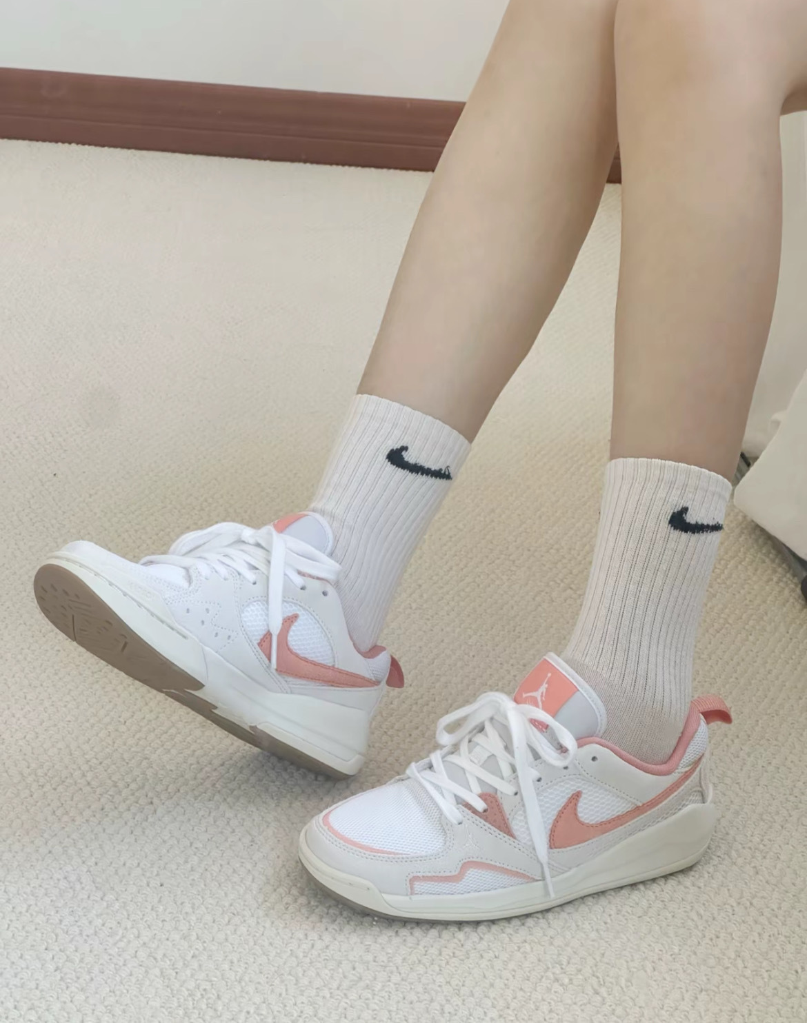 女鞋 NIKE W JORDAN CMFT ERA 橘粉白 麂皮 網眼 緩震 休閒 運動鞋【HJ6778-108】