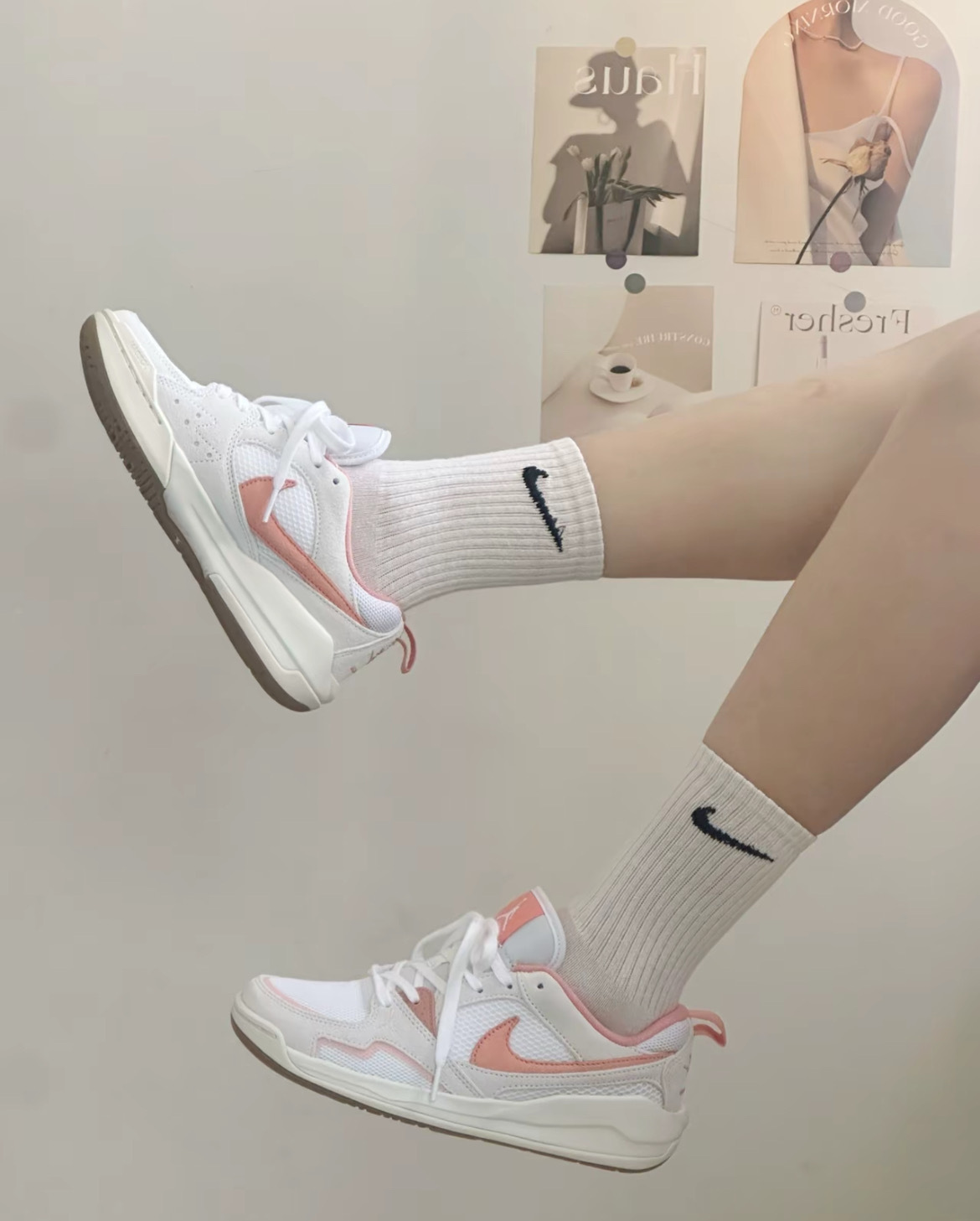 女鞋 NIKE W JORDAN CMFT ERA 橘粉白 麂皮 網眼 緩震 休閒 運動鞋【HJ6778-108】