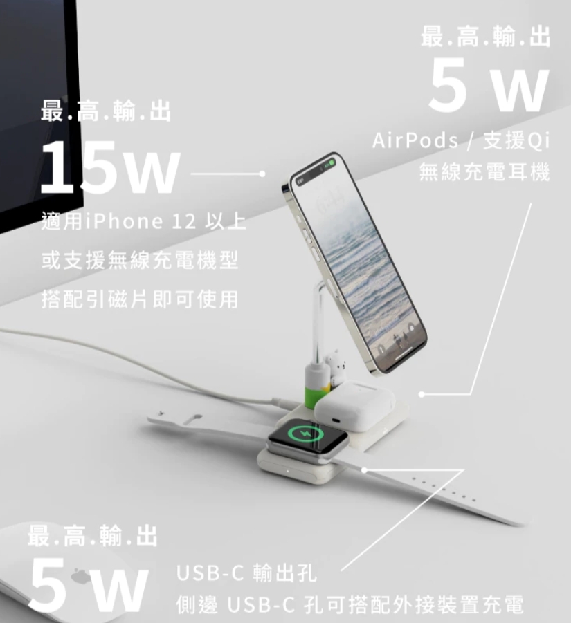 WQ1 磁吸無線充電座|白白日記聯名款