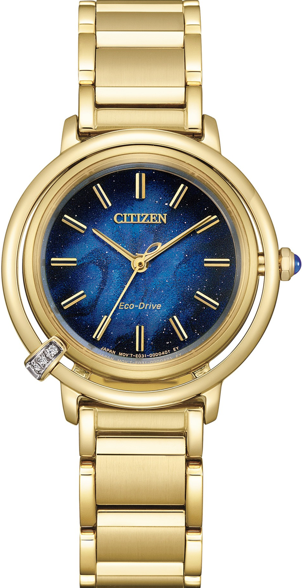 萬年鐘錶 - Citizen 星辰錶  L系列 Aqua Limited 海洋藍金色光芒光動能女錶  EM1099-57L  錶徑312MM