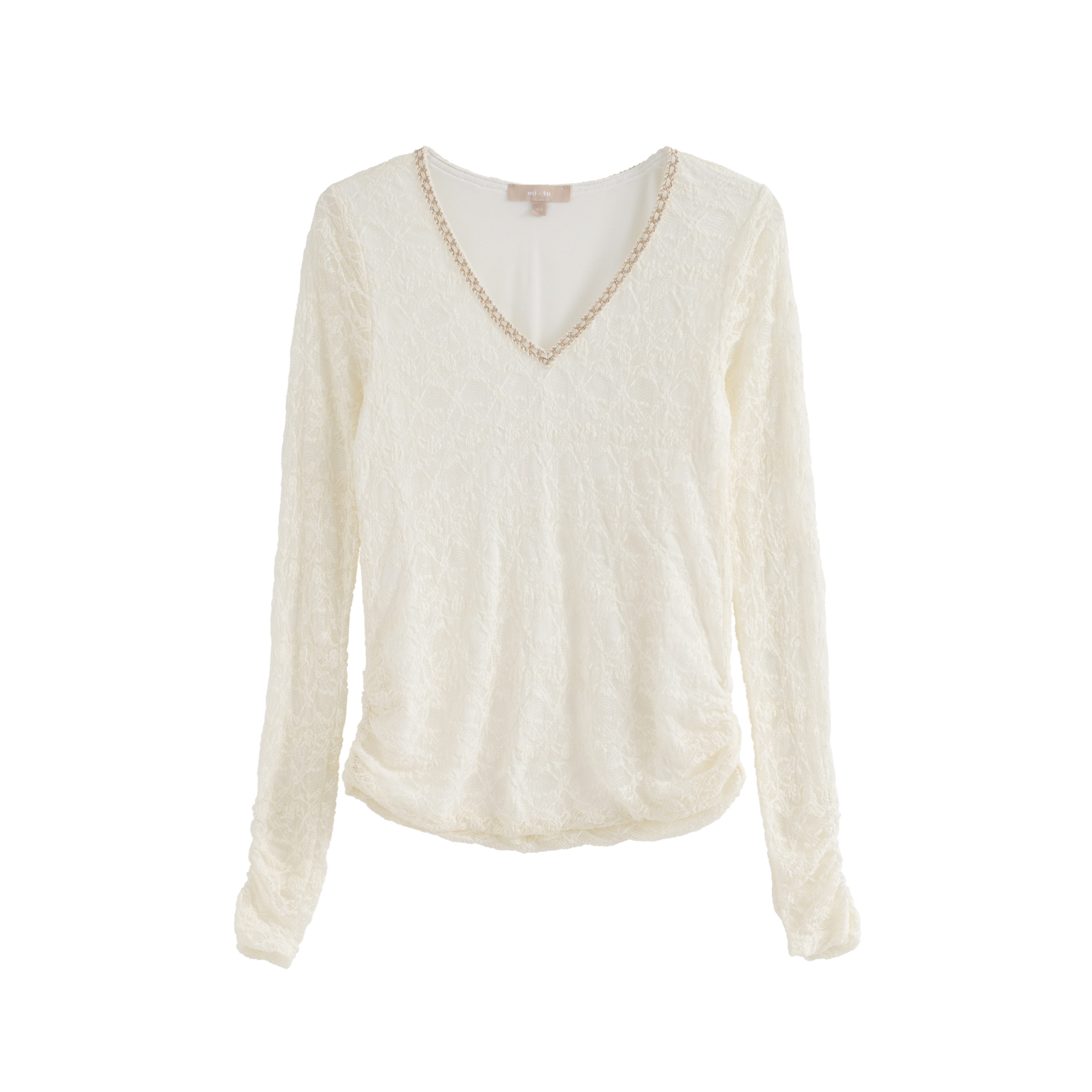 mi-tu V領蕾絲上衣