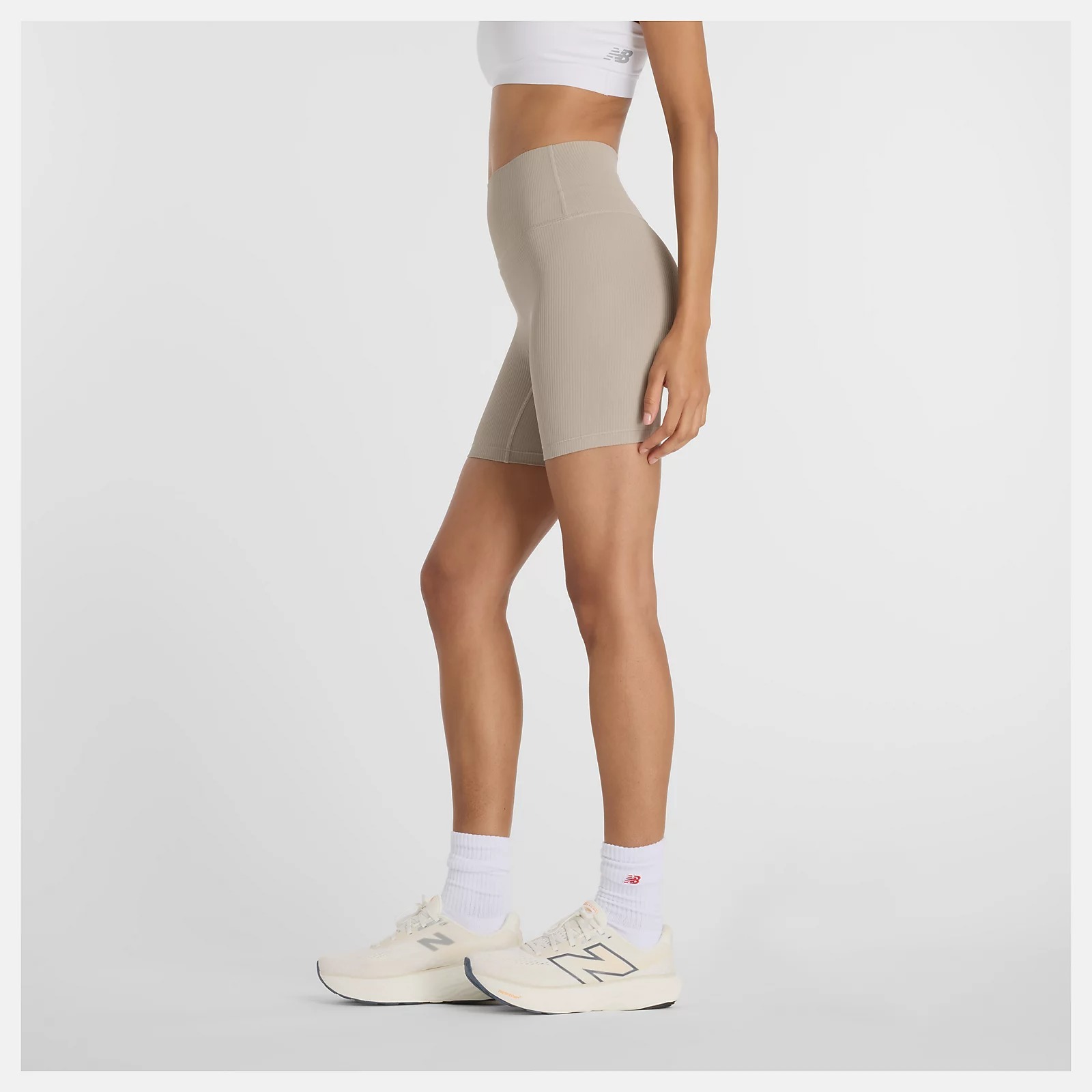 NEW BALANCE 短褲 NB 卡其 螺紋 休閒 瑜珈 緊身褲 女 WS53153ADS