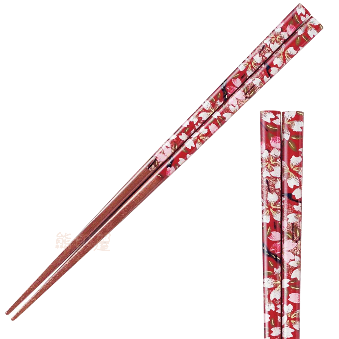 日本櫻花天然木材筷子 21cm 可放洗碗機 日本製 (紅)