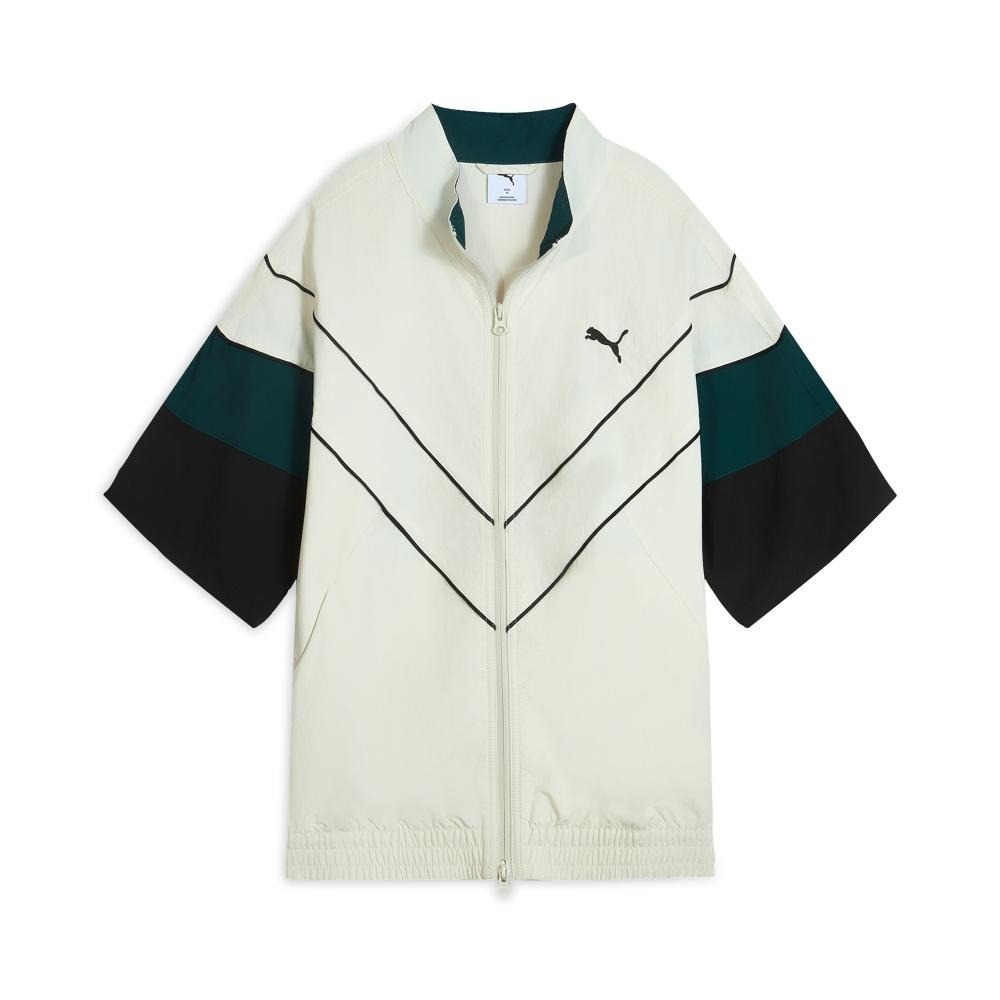 PUMA 外套 流行系列 米白綠 復古 足球風 短袖 風衣外套 中性 63427605