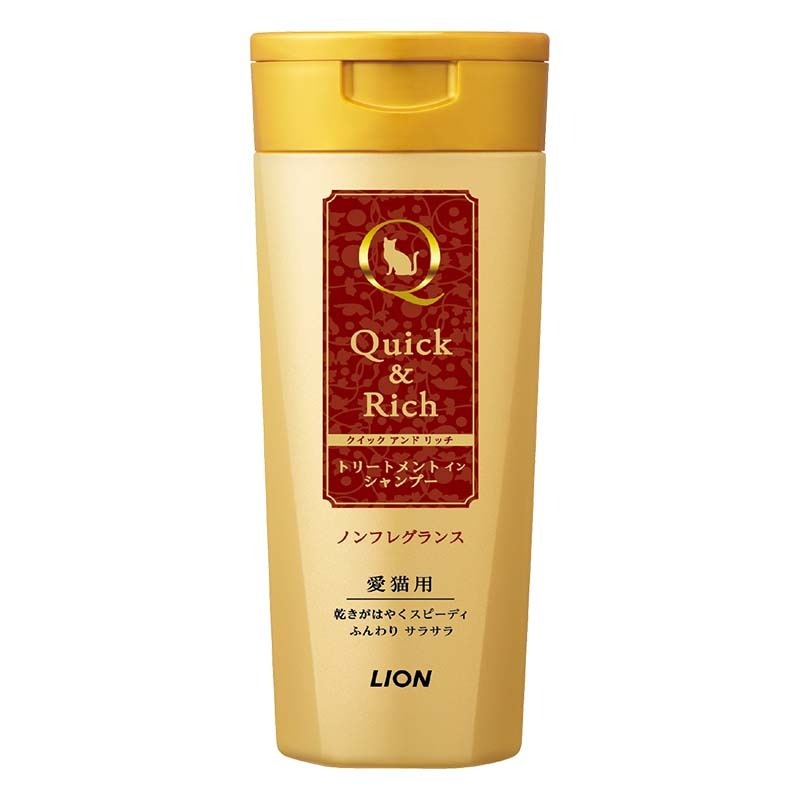 日本 LION Quick & Rich 植物性2合1 貓用無香味洗毛水 200ml