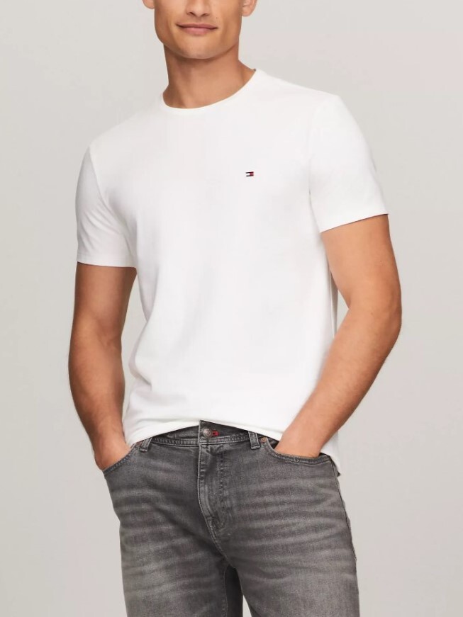 [S] TOMMY HILFIGER ESSENTIAL SOLID T-SHIRT,WHITE, 7849808-100 (STH371)
