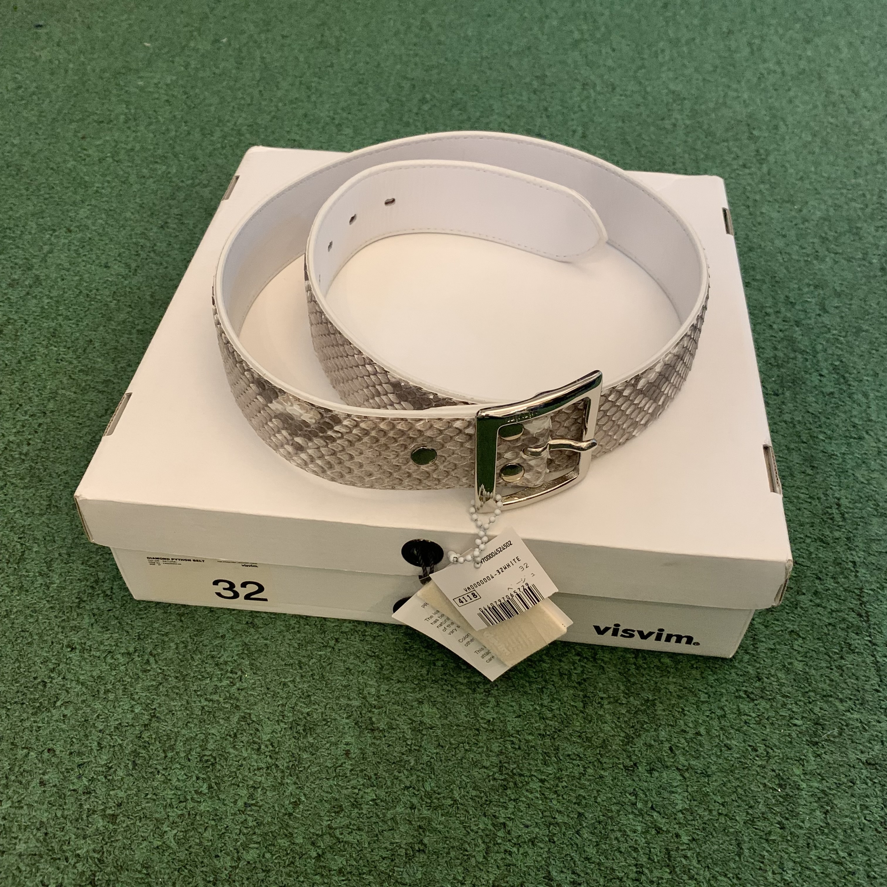 VISVIM DIAMOND PYTHON BELT 40MM - NATURAL SIZE 32 IN STOCK NOW (現貨發售中)