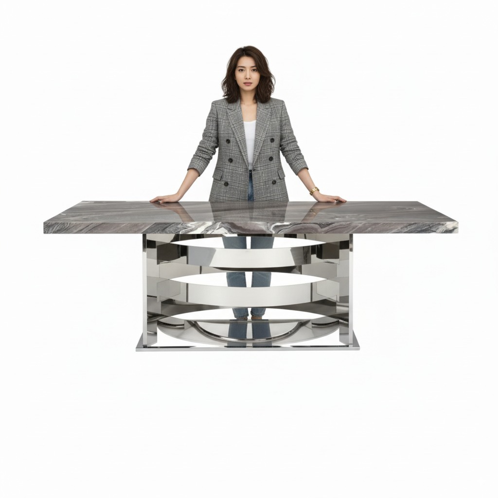 紫山水天然石西餐桌 #9063