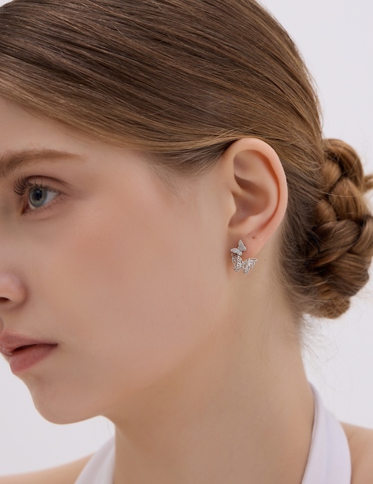 滿鑽蝶舞。針式耳環