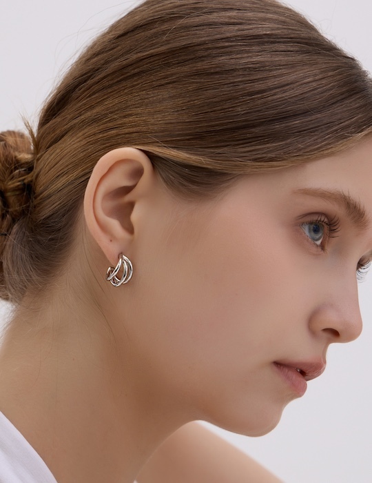 極簡三環。針式耳環(銀)