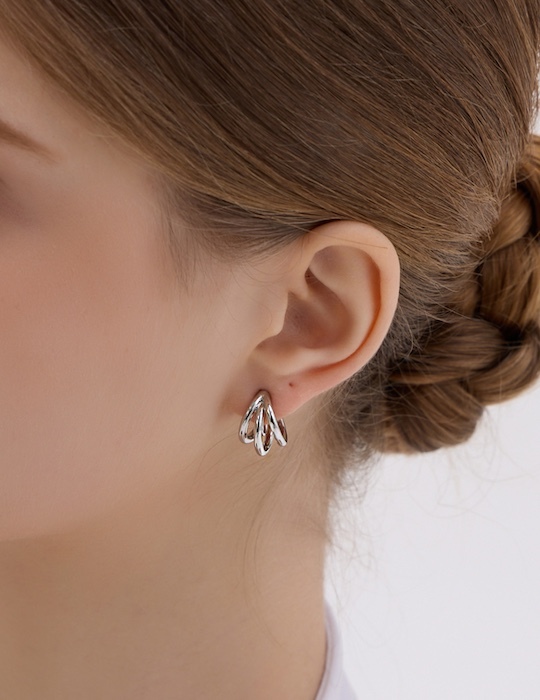 極簡三環。夾式耳環(銀)