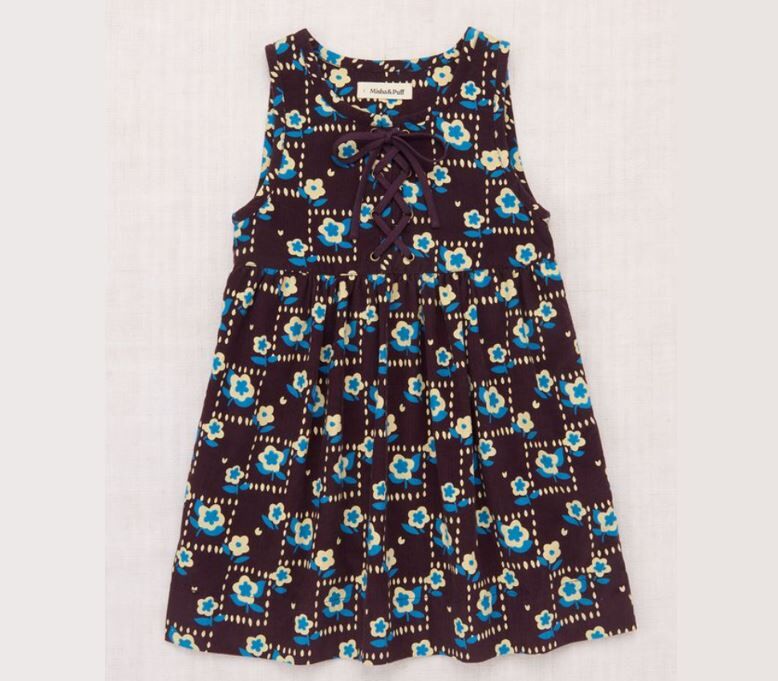 Misha & Puff  花朵燈芯絨背心洋  Corduroy Agatha Dress - Raisin Windowbox