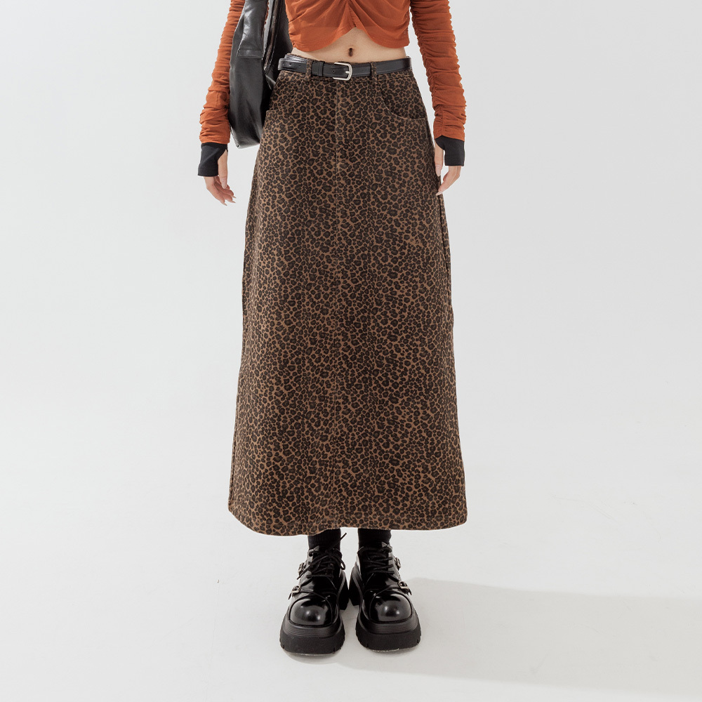 Leopard print maxi dress with belt S/M/L【03021675】in stock+pre-order