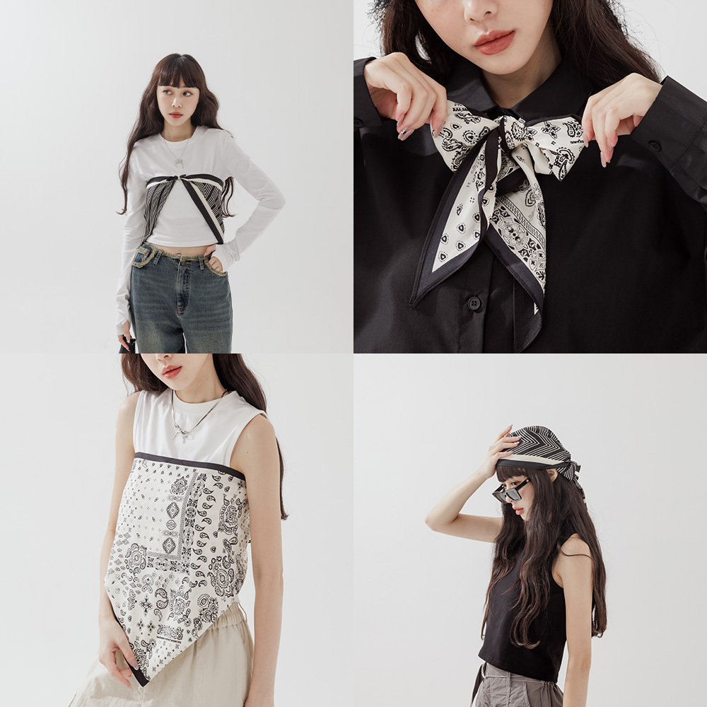 Geometric striped amoeba large triangle scarf, two colors available【07130034】in stock+pre-order