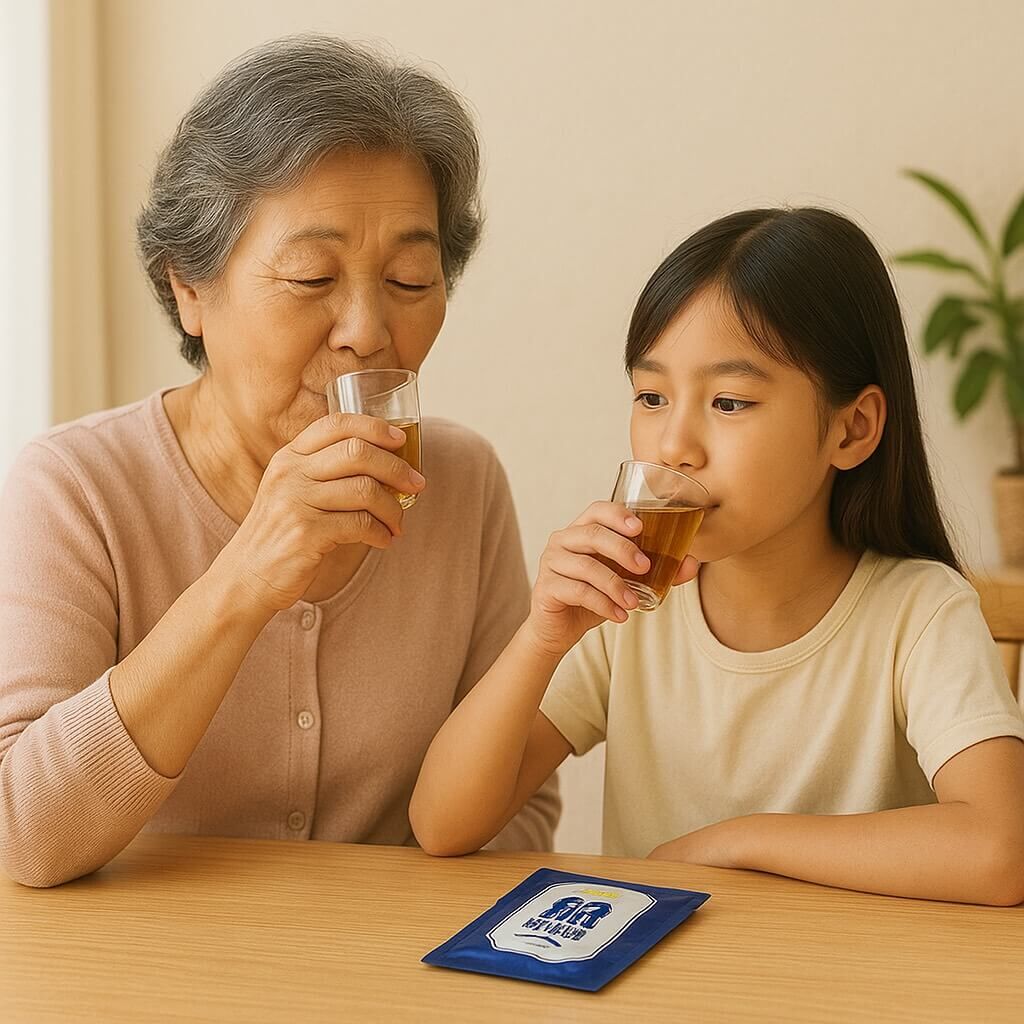 阿嬤與孫女喝滴魚精