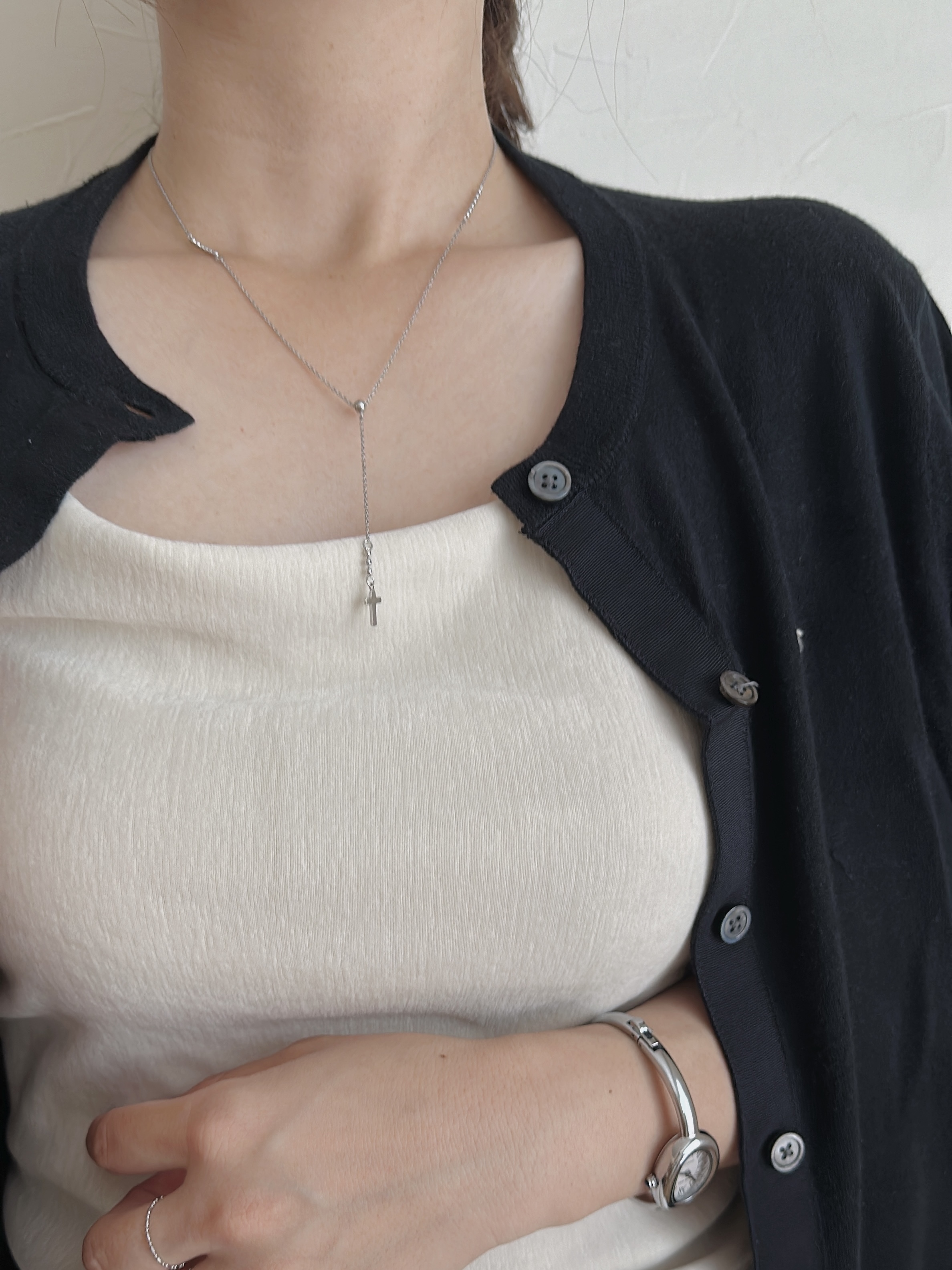 SS slender cross necklace