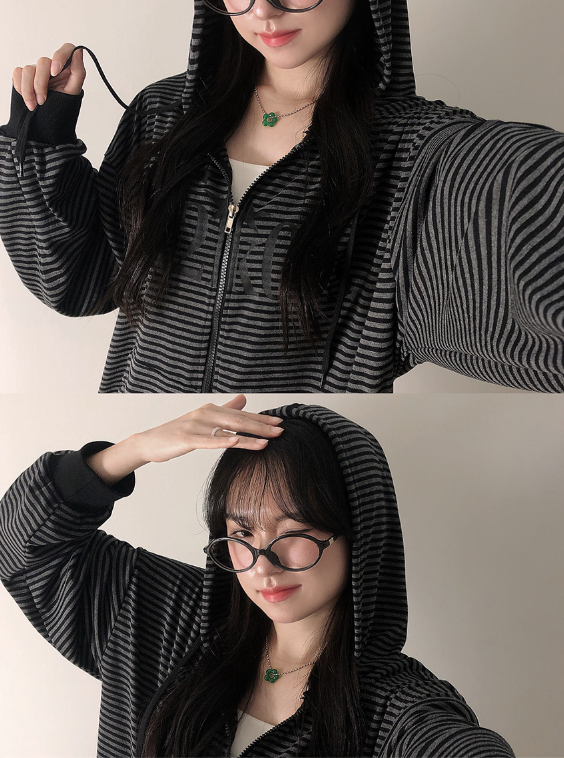 早秋預訂｜STARS 條紋 HOODIE ZIPUP外套