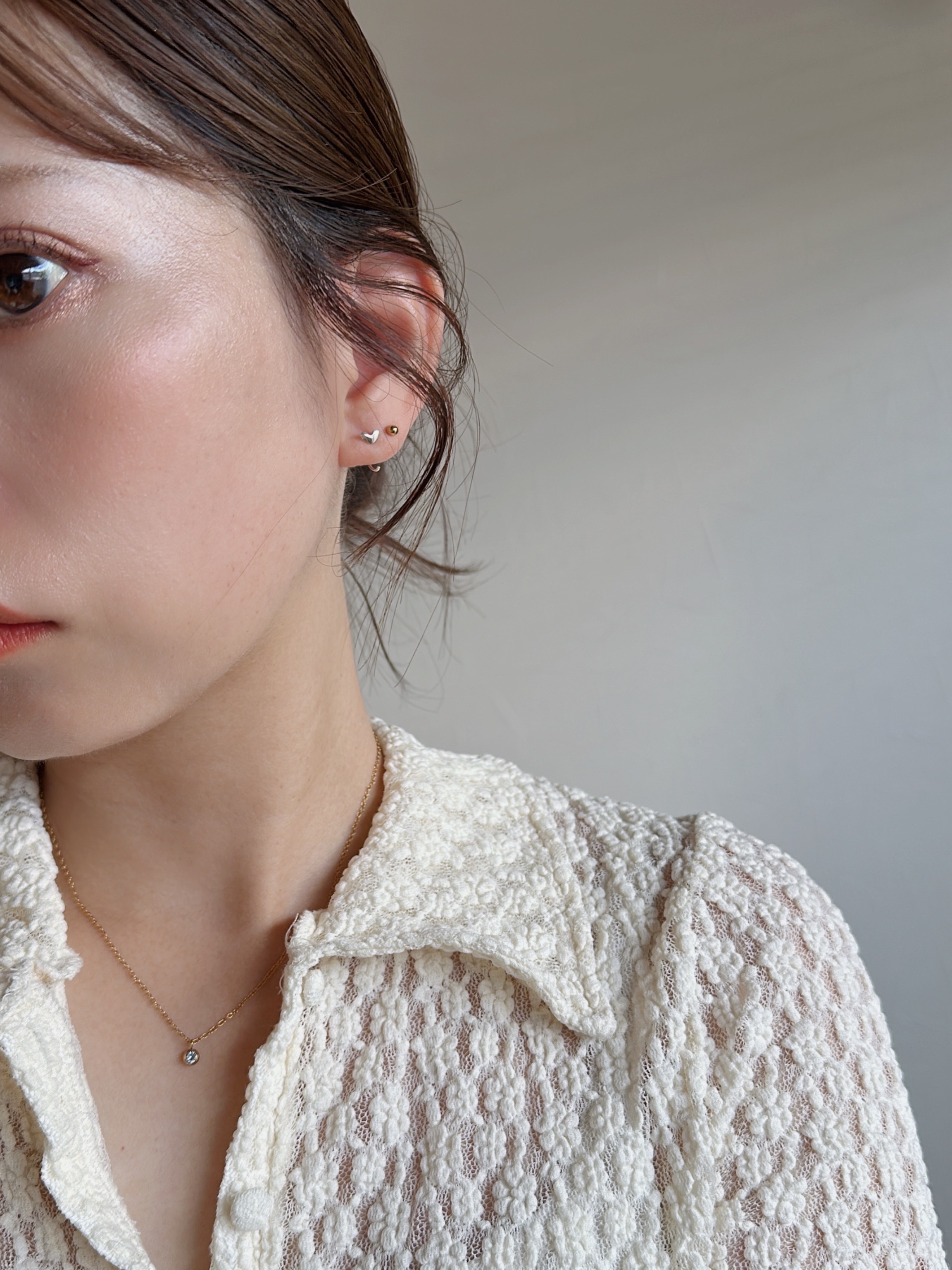 S925 heart open hoop pierce