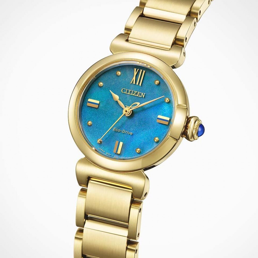 萬年鐘錶 - Citizen 星辰錶  L系列 Aqua Limited 限定款  藍金交織奢華感不鏽鋼光動能女錶 EM1133-85L  錶徑 26MM