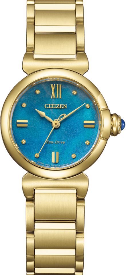 萬年鐘錶 - Citizen 星辰錶  L系列 Aqua Limited 限定款  藍金交織奢華感不鏽鋼光動能女錶 EM1133-85L  錶徑 26MM