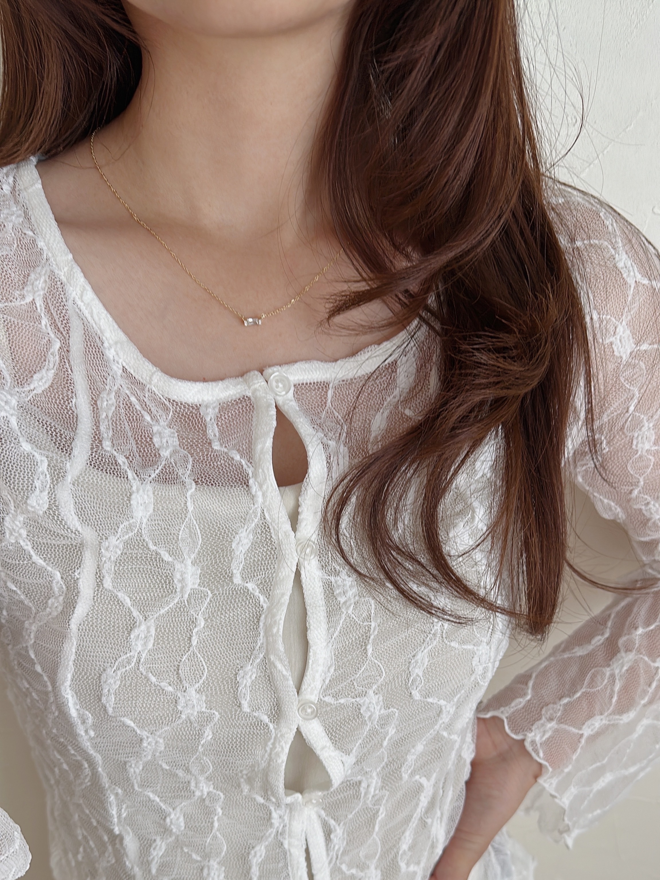 S925 square zircon necklace