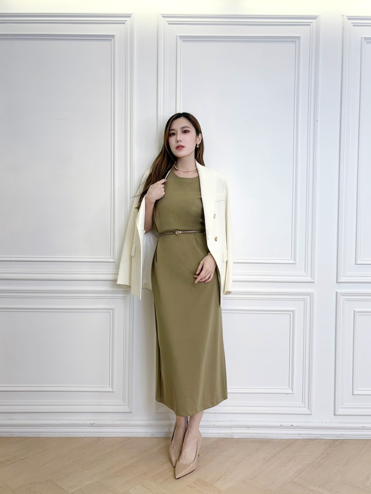 素面棉料背心洋