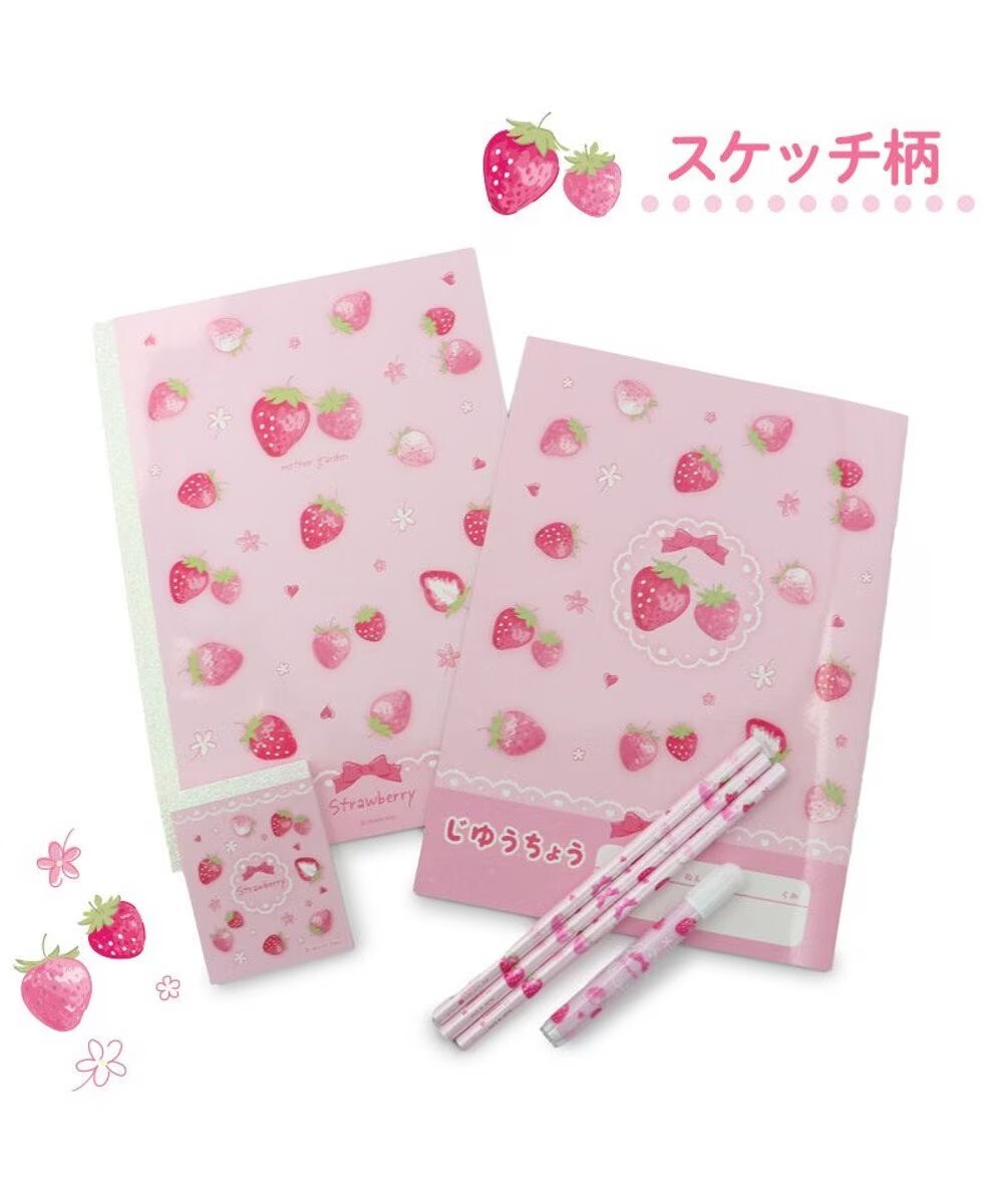 【日本Mother Garden】 野莓鉛筆 2B（三入組）17.5cm、迷你便條紙 (8× 6cm)、B5 橫線筆記本