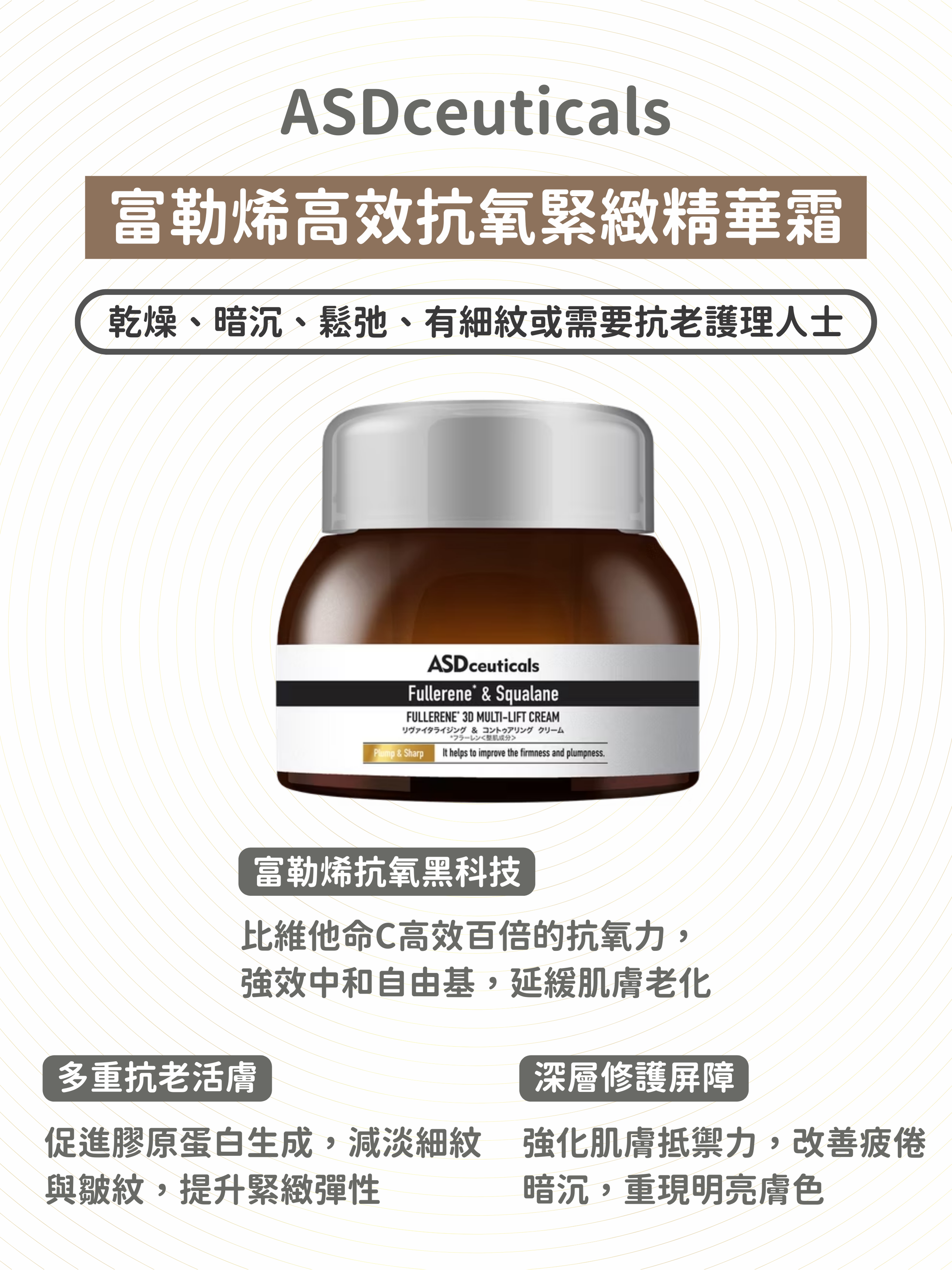 ASDceuticals - 富勒烯高效抗氧緊緻精華霜 60g (到期日: 3/2026)