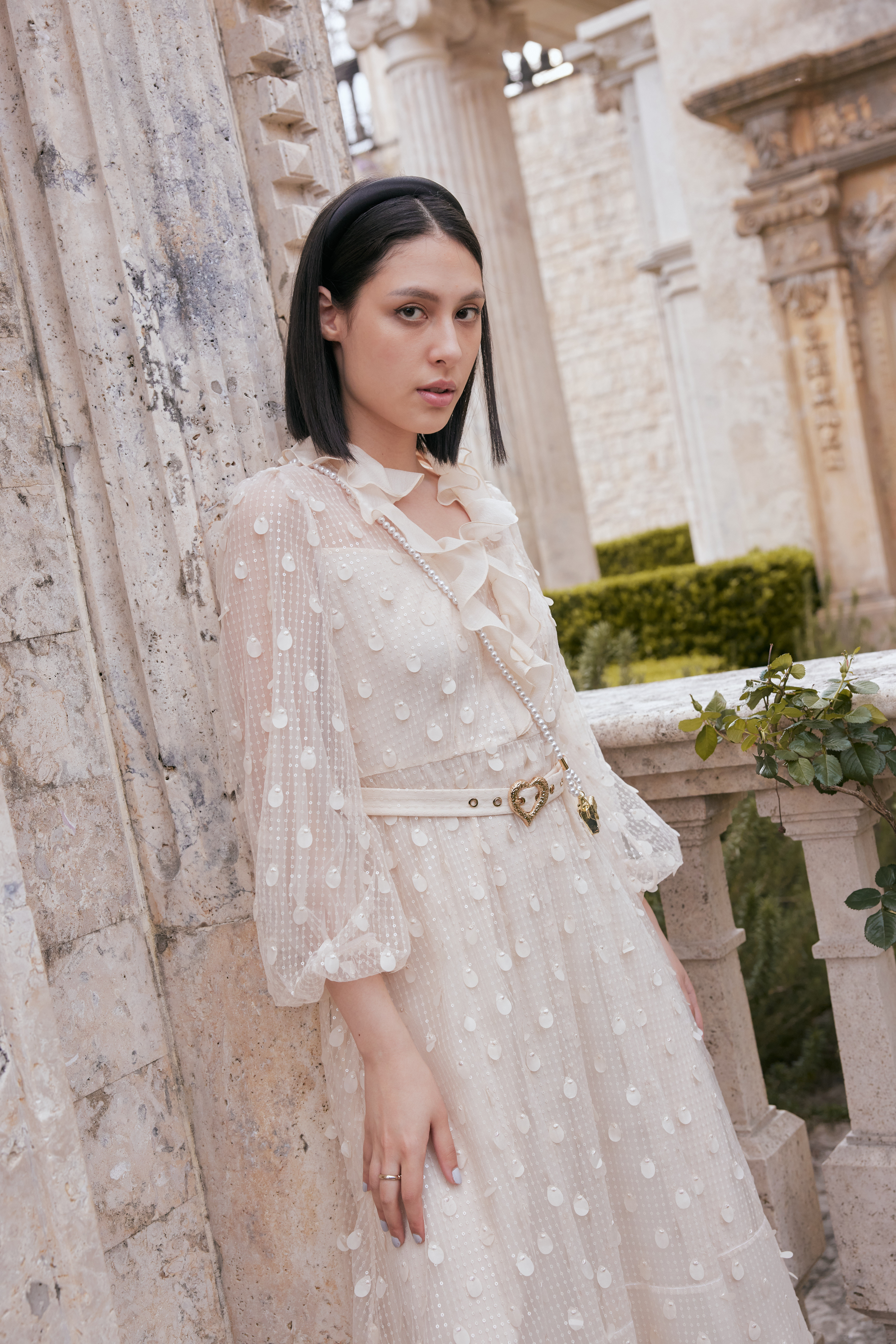 BB1AA005E1 希臘婚禮復古荷葉連衣裙 (高訂款 / 附布腰帶 / 官網限定)