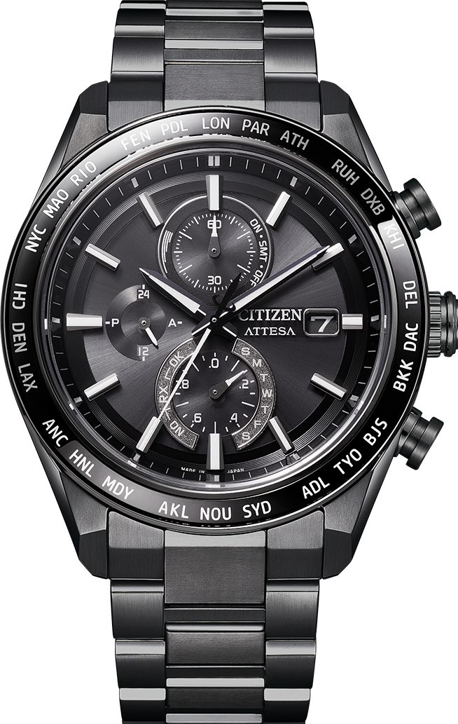 萬年鐘錶 - Citizen 星辰錶  ATTESA 全黑款鈦金屬光動能電波男錶 AT8294-59E  錶徑42MM