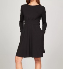 [S] TOMMY HILFIGER BLACK LONG SLEEVE FIT AND FLARE DRESS, 76J5402-001 (STH1057)