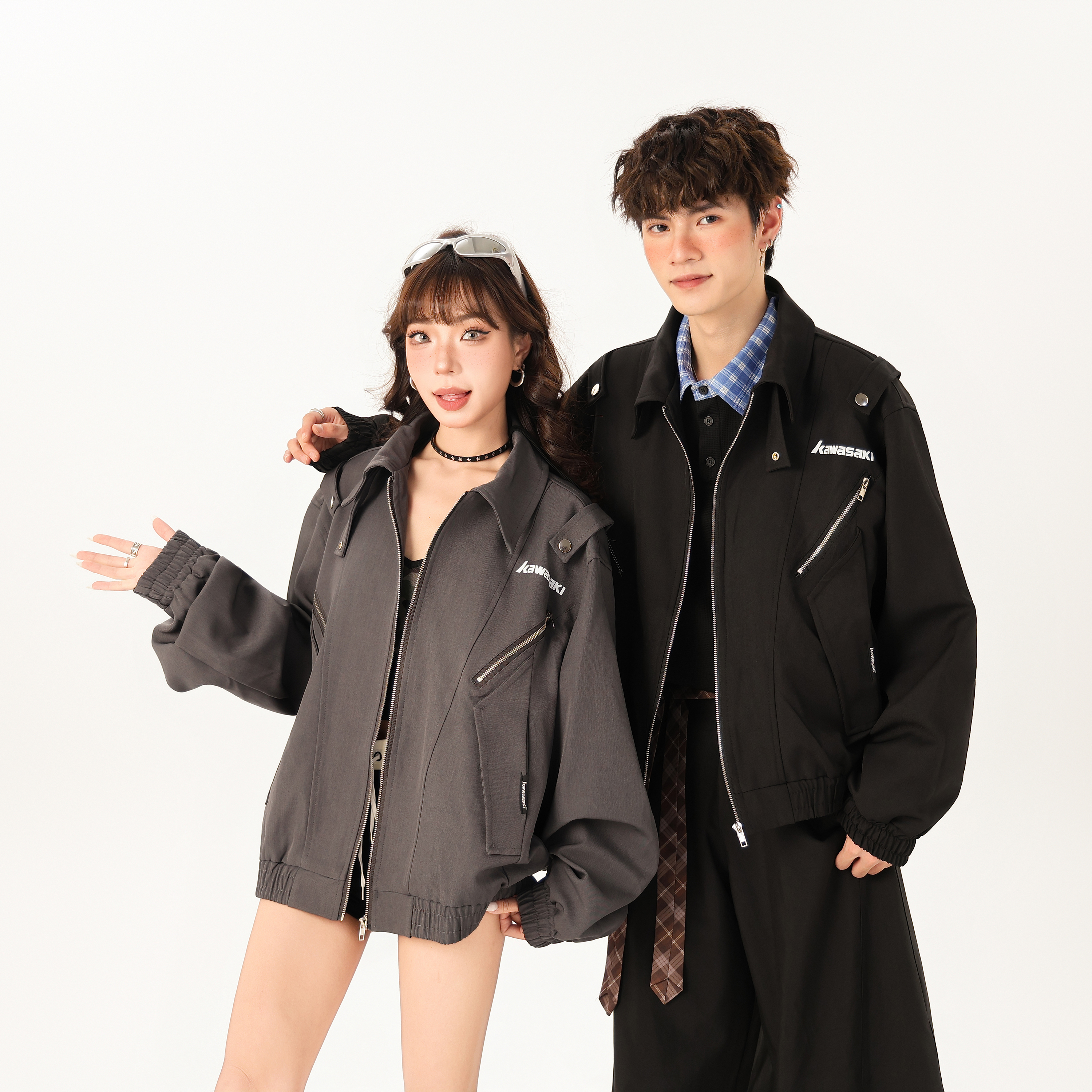 代購-Kawasaki川崎 美式復古 機能風 寬松 工裝 飛行員夾克 外套