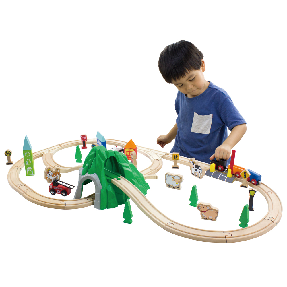 木製火車軌道組 50PCS