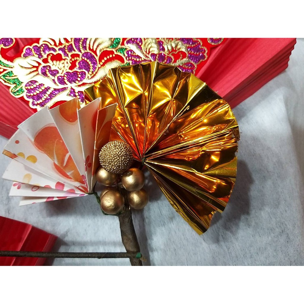【台灣現貨速發】新年飾品***紙扇配件花插