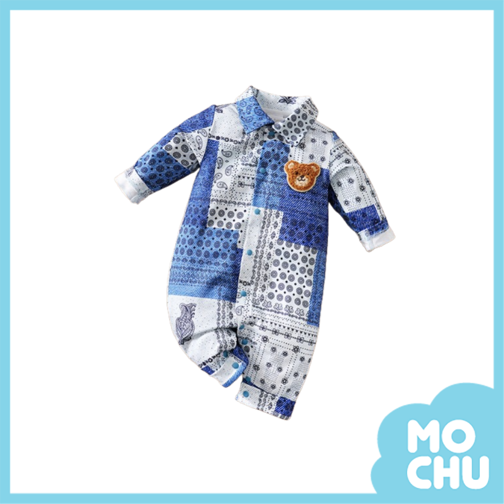 民族風熊長袖連身衣