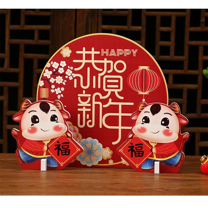 【台灣現貨速發】商場//櫥窗裝飾佈置///新年厚質立牌