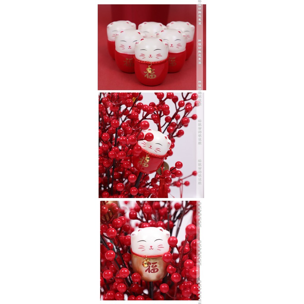 【台灣現貨速發】泡棉招財貓 抱抱桶招財貓 新年飾品 插件花材 不倒翁 過年 春節 招財