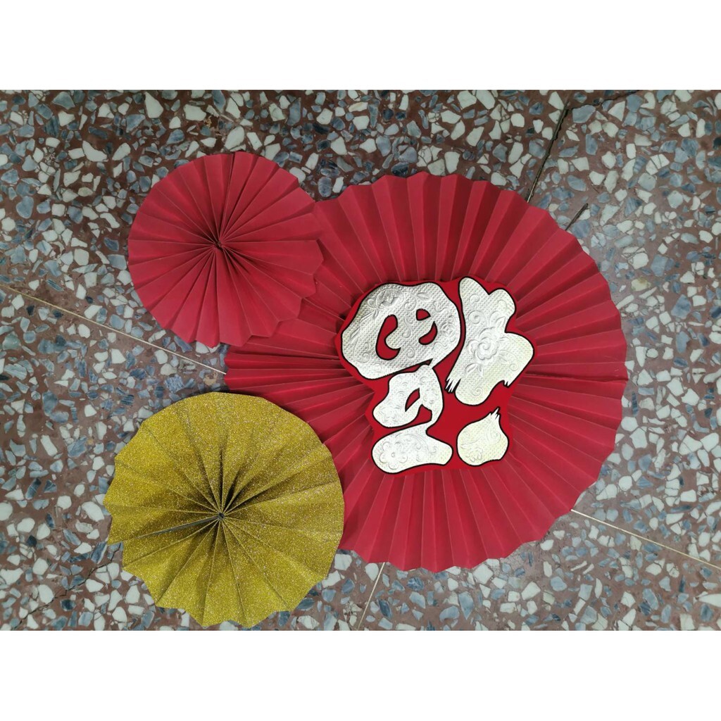 【台灣現貨速發】過年//新年飾品--紙扇花春節掛飾