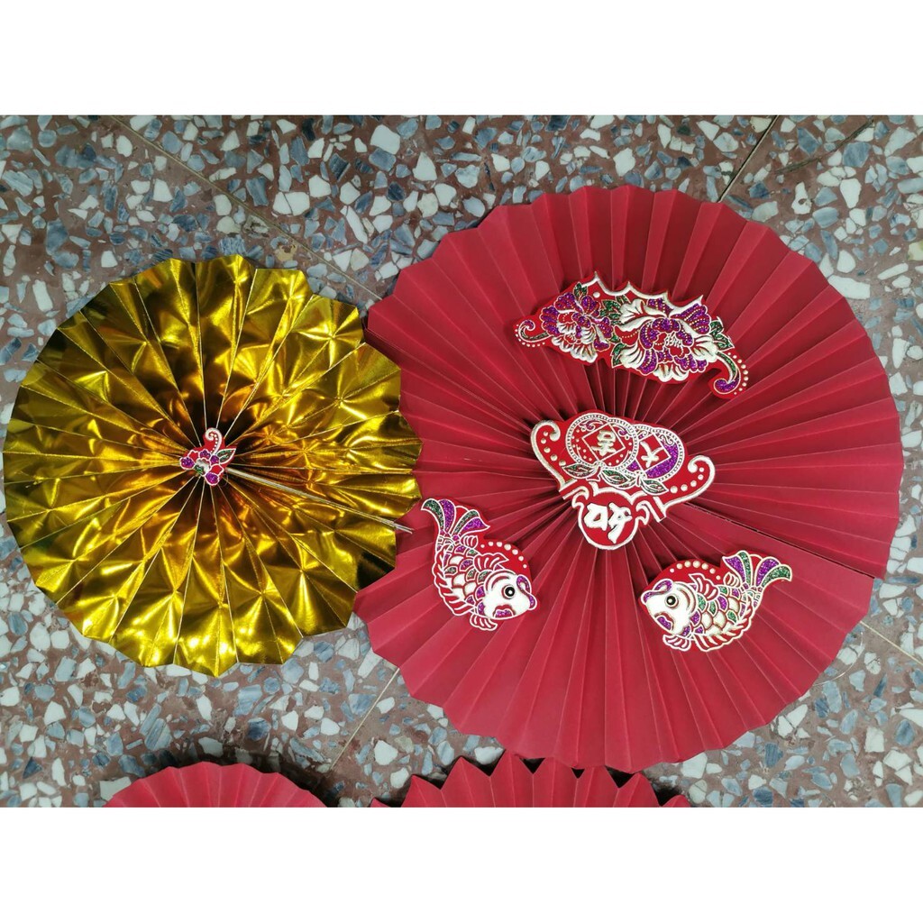 【台灣現貨速發】過年//新年飾品--紙扇花春節掛飾