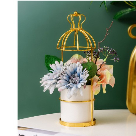 【台灣現貨速發】ins北歐風鍍金花架 金幾何風花器 造型花器 仿真花盆栽花器