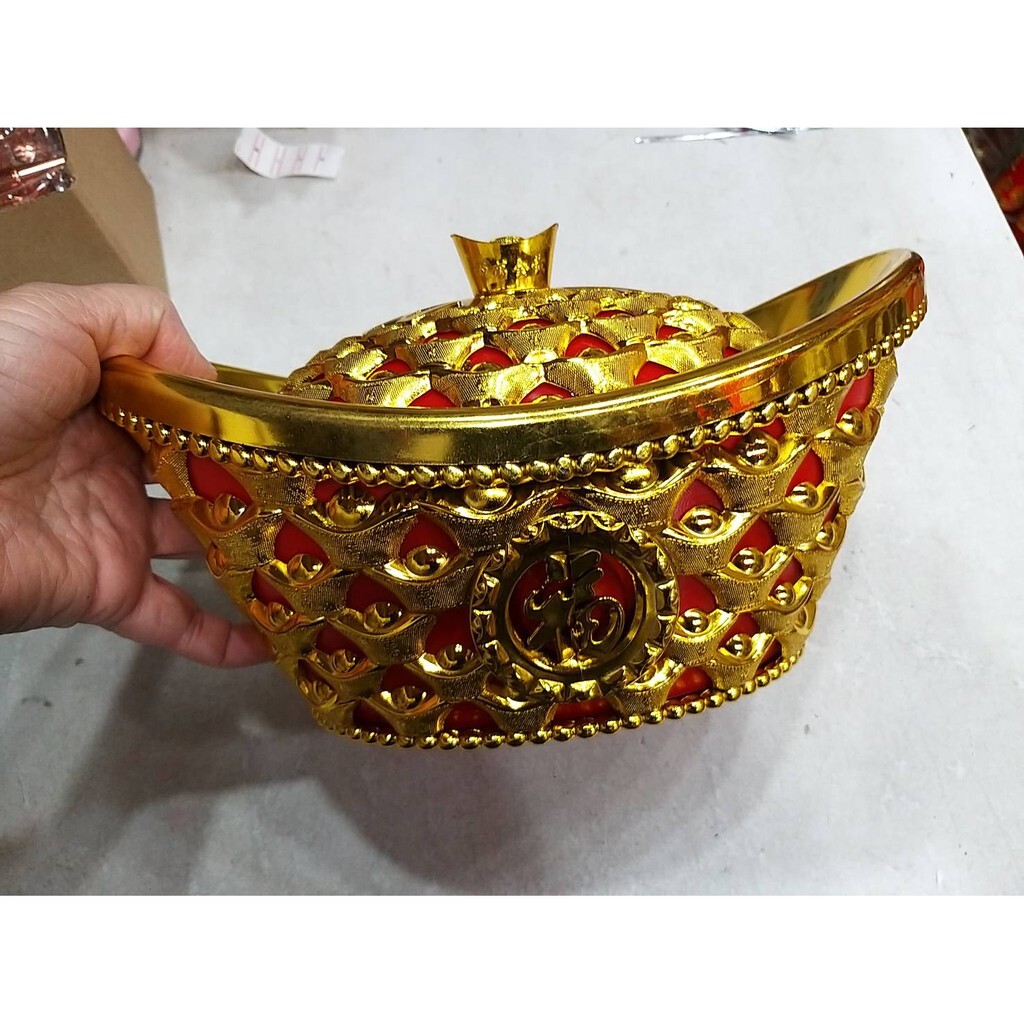 【台灣現貨速發】金元寶糖果盒 聚寶盆 新年