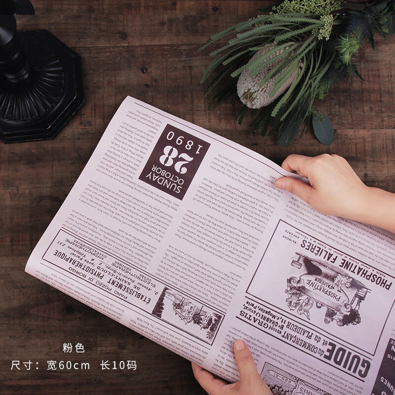 【台灣現貨速發】英文報 復古油報紙 英文霧面紙 包三明治 吸油紙材質｜一捲100元 900公分長｜包花束禮物包裝紙