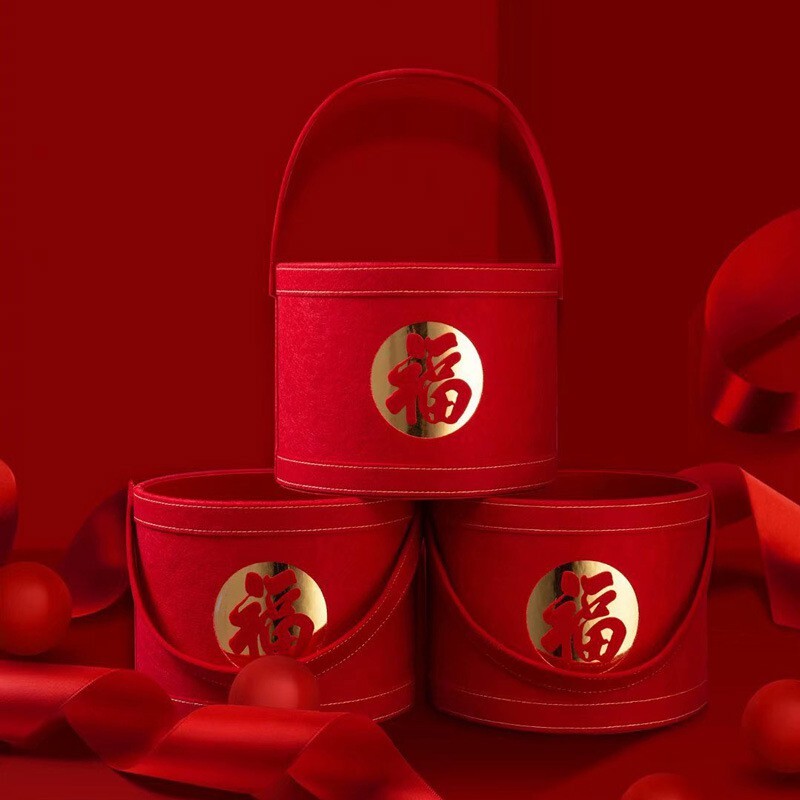 【台灣現貨速發】抱抱桶 新年紅色大福桶 新年花器 擺飾｜新年 乾燥花 花藝設計