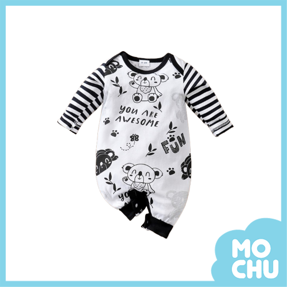 黑白無尾熊長袖連身衣