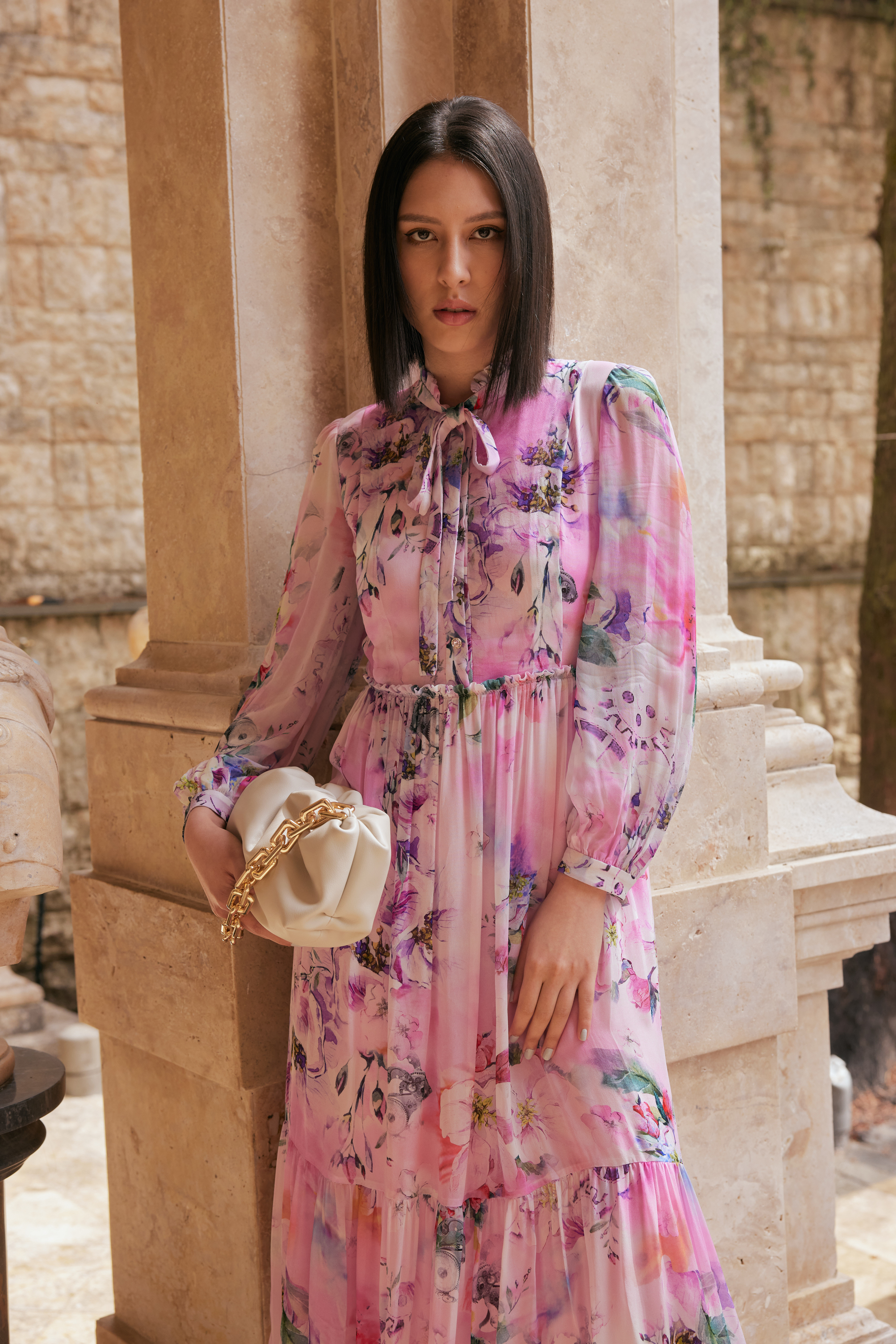 BB1AA013E1 法式莊園漸層浪漫蝴蝶結泡袖洋裝 (官網限定)