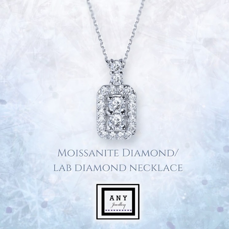 (4446) ANY JEWERLRY - N2778 0.4Carat Necklace  鏈長16+2cm（free upgrade to 莫桑）