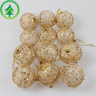 【台灣現貨速發】金色藤球 聖誕球｜一盒6顆｜聖誕樹掛飾 聖誕節