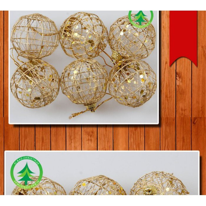 【台灣現貨速發】金色藤球 聖誕球｜一盒6顆｜聖誕樹掛飾 聖誕節