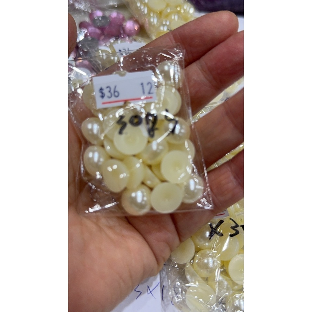 【台灣現貨速發】10-12mm半面珍珠｜手工材料 手機貼鑽