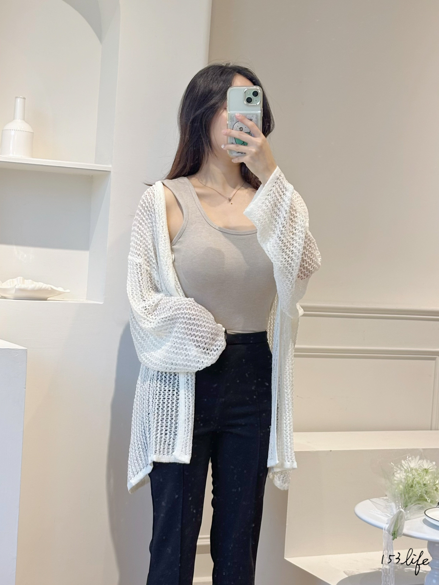 |現貨|長版洞洞針織落肩外套(3色)